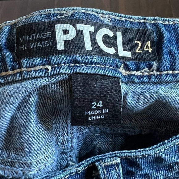 Ptcl Vintage High Waist Distressed Cut Off Cotton Denim Jean Shorts 24 - Picture 3 of 4